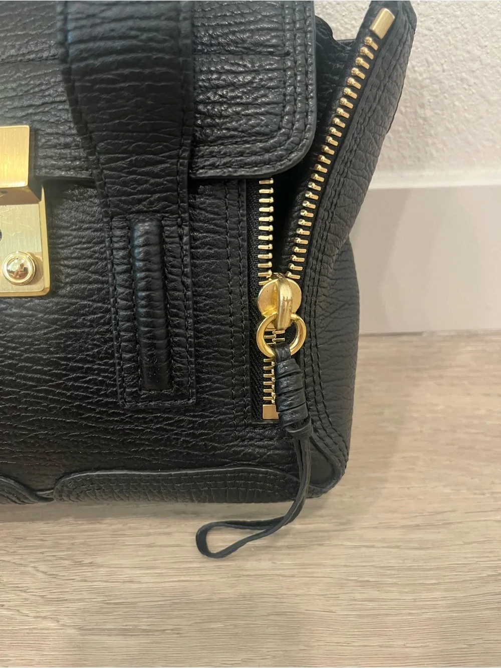 3.1 Phillip Lim Black Leather Mini Satchel with Gold Hardware
